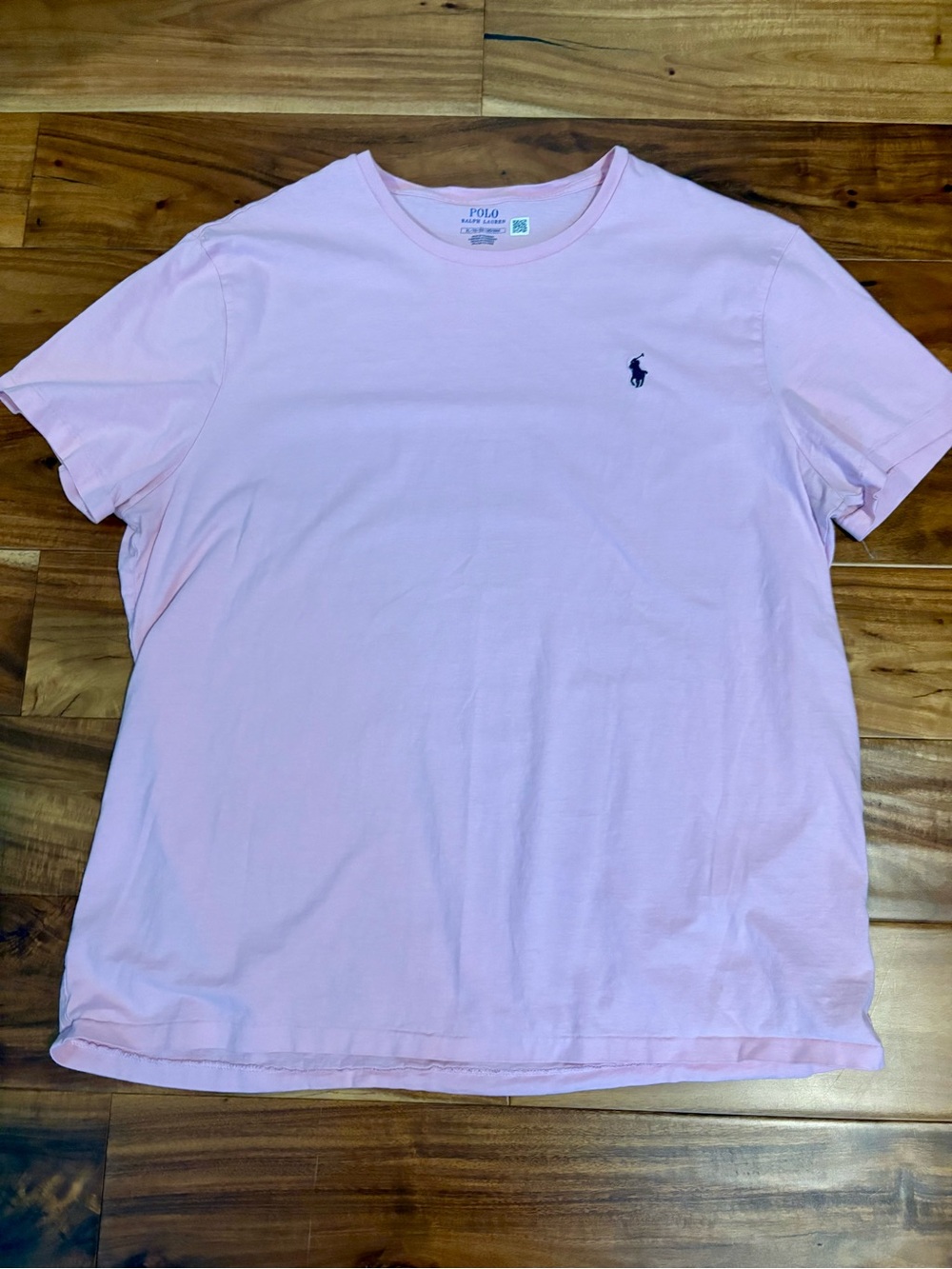 Ralph Lauren Light Pink Crew Neck T-Shirt with Navy Pony Logo
